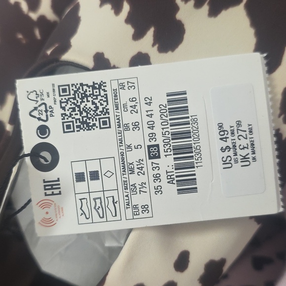 NWT Zara Satin Cow Animal Print Fabric Ballet Flats in Beige/Brown 7.5, 8 - Picture 7 of 7